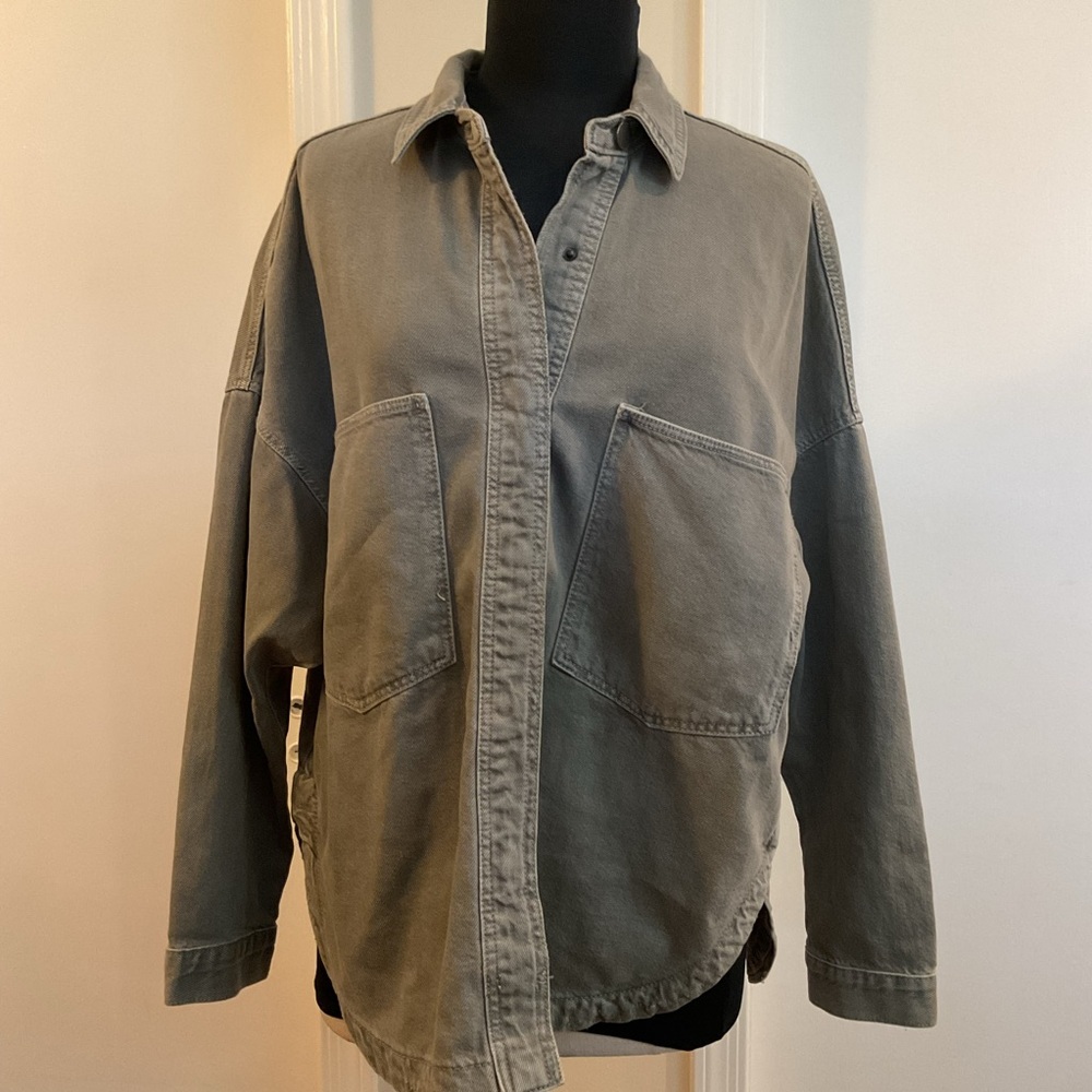 Zara Olive Green Oversized Utility Jacket